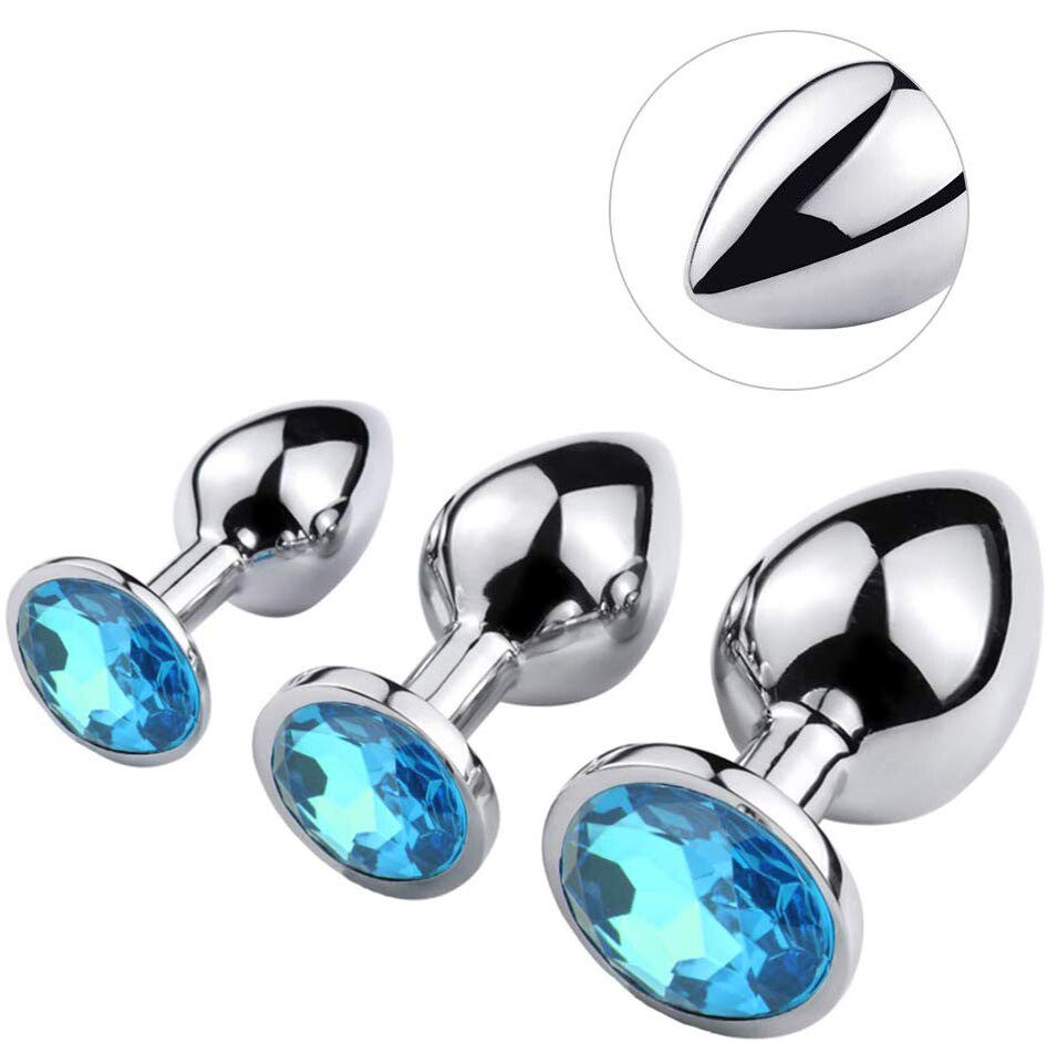 3 PCS Set Diamond Jeweled Gem Sexy Stainless Steel Insert Anal Butt Plug Toy  USA | eBay