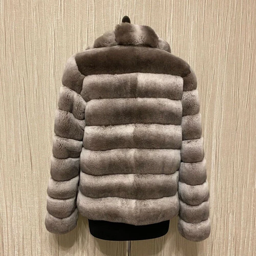 Winter Frauen Natür Echt Rex Kaninchen Pelzmantel Luxus Dicke Jacke Chinchilla - Bild 4 von 7