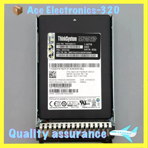 Lenovo/IBM 00YK199 7N47A00114 ThinkSystem 1.92TB 2.5" SATA 6Gb Hot Swap SSD NEW