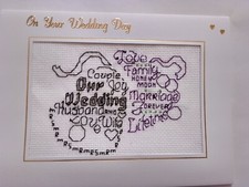 Wedding Day Card Completed Cross Stitch Swans 8x6"
