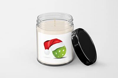 Pickleball Vector Illustration with Santa hat Isolated on White Background