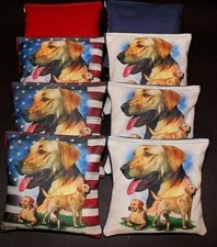 Custom USA Yellow Labrador  Dog ACA Regulation Handmade Custom Cornhole bags B91