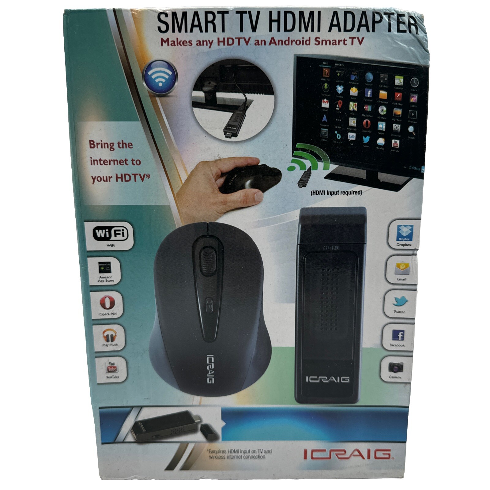 Craig Smart TV HDMI Adapter with Wireless Mouse CVD601 New-image