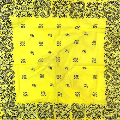Bufanda Bandana Vintage 13960 Western Paisley Amarillo Neón 20.5"x20.5" Hecha en EE. UU. - Imagen 2 de 6