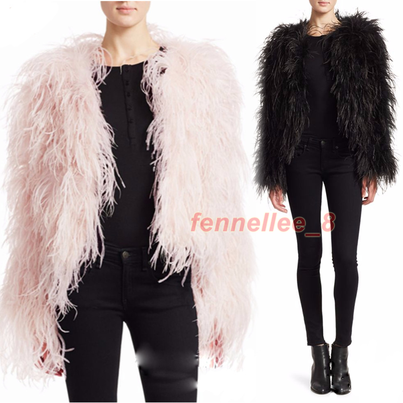 100% Real Ostrich Feather Fur Jacket 