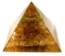 Huge 98mm Golden Citrine Orgonite Orgone Pyramid Energy Reiki Charged Generator