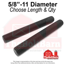 5/8"-11 Fully Threaded Alloy B7 Stud Coarse Thread Plain (Choose Length & Qty)