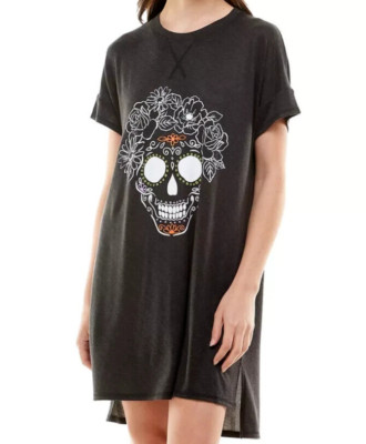 Way To Celebrate Size 2X Womens Day Of The Dead Skull Halloween Sleepshirt