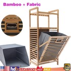 Bamboo Bathroom Laundry Hamper Cabinet Tilt Out Basket Storage with 2-Tier Shelf