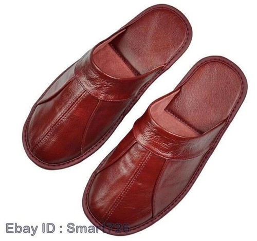 Men Luxury Leather Home Slippers Spring Slip On Soft Bedroom Indoor Flat Shoes - Picture 21 of 28