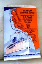 VINTAGE MENU STEAM SHIP SS YALE SAN FRANCISCO LOS ANGELES LASSCO ROUTE MAP 1932