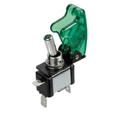 Lampa Kippschalter Mit Sicherung, Aluminium Mit Gr&uuml;ner LED-Anzeige, 12/24V 20A