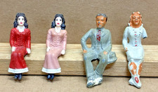 Lot of 2 Barclay Sitting Painted Lead Figures And 2 Unknown Figures