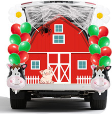Farm Halloween Trunk or Treat Car Decorations Kit with Red Barn Banner, 16 Ballo
