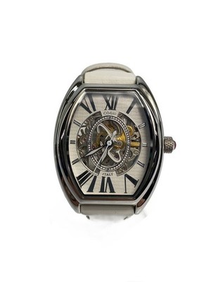 COGU Automatic Skeleton Analog Leather Watch White