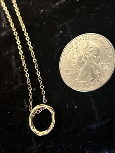 Authentic Freeform Circle Pendant With 16in Gold Plated Necklaces Sterling Silver