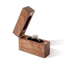 Wislist Wooden Engagement Ring Box Small Slim Proposal Wedding Walnut Wood