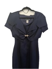 Women's 2 pc. Navy Blue Sleeveless with Bolero Jacket Size 8 by Alex Evenings