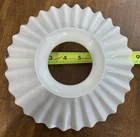 ANTIQUE MILK GLASS RUFFLED PETTICOAT SHADE OIL LAMP 8.5" wide / 2 1/2" fitter