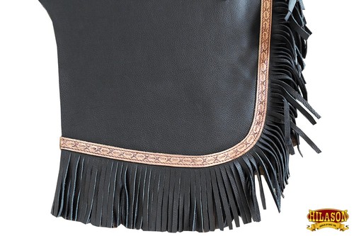 HILASON Bull Riding Chinks Adult Pro Rodeo Bronc Leather Black | Handmade - Picture 5 of 6