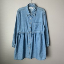 Vintage HWY 290 Jean Company Shirt Dress Womens Size Large Blue Denim 90s
