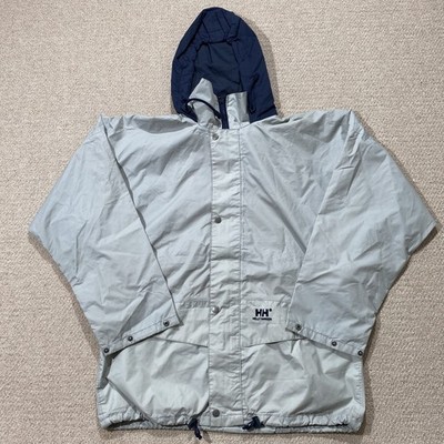 Vintage Helly Hansen Jacket Mens Medium* Grey Waterproof Shell Rain Coat