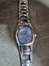 Fossil F2 Women ES-9596 Blue Face Dress Silver Tone Quartz Watch New Battery