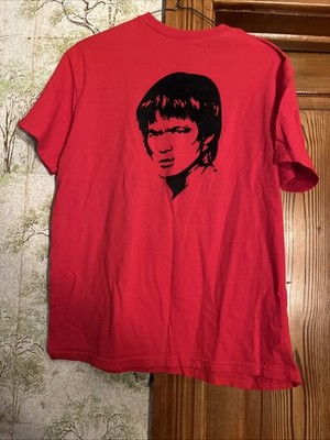 Vintage 2000's Bruce Lee Felt Patch Image Medium T-Shirt Red Y2K