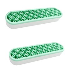 2 PCS Green Silicone Makeup Brush Holder Cosmetic Storage Box Desktop Organizer