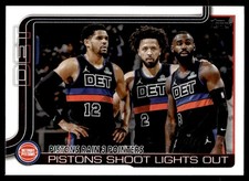 2025-26 Topps Basketball #279 Pistons Rain 3 Pointers: Pistons Shoot Lights Out
