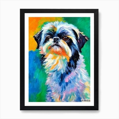 Brüsseler Griffon Fauvist Stil Hund gerahmtes Wandbild Poster Leinwanddruck Bild