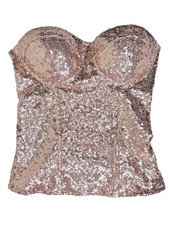 Charlotte Russe Corset Bustier Top Women L Pink Sequined Sparkle Festival Event