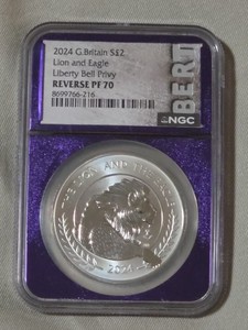 2024 G. Britain Silver £2 Lion & Eagle - NGC Rev PR70 | Liberty Bell Privy
