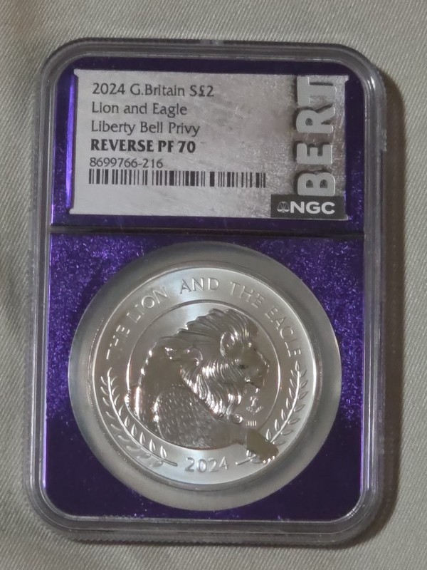 2024 G. Britain Silver £2 Lion & Eagle - NGC Rev PR70 | Liberty Bell Privy