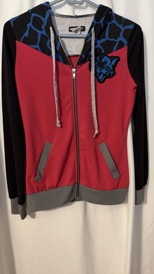 Hot Topic Size S Magenta  Body Black Sleeves Blue Giraffe Print Hoodie