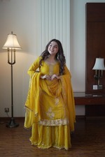 SALWAR KAMEEZ PAKISTANI INDIAN WEDDING PARTYWEAR BOLLYWOOD SHARARA SUIT GHARARA