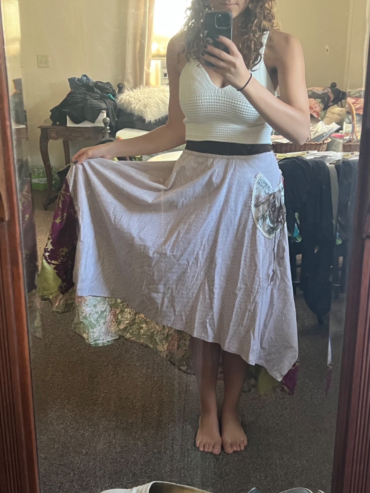 sophistifunk patchwork multicolor skirt size s/m … - image 5