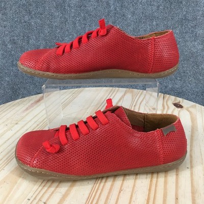 Camper Peu Cami Shoes Womens 38 Lace Up Sneakers Perforated Low Top Comfort Red