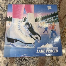 Lake Placid Figure Skates 685 Women's Size 8 White Leather Nickel Blades NIB
