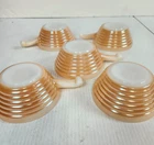 Fire King Peach Luster Beehive Handle Soup Bowls Set of 5.5" Anchor Hocking Vtg