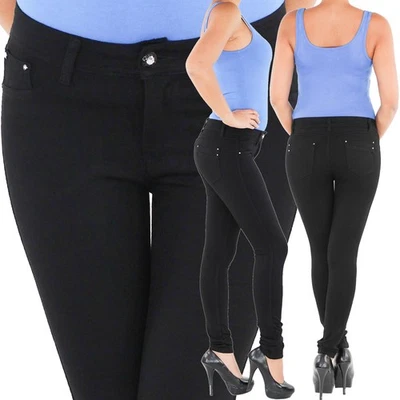 SOTALA Damen Leggings Jeggings Treggings Stretch Hüft Skinny Röhren Hose Schwarz - Bild 1 von 3