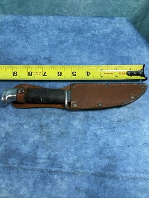 Vintage Fixed Blade Knife W/sheath Leather Handel Hunting Survival Unknown Maker