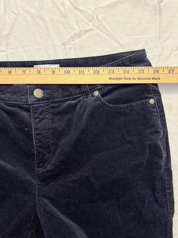 Pantalones de pana Charter Club para mujer 6 negros pierna recta elásticos 5 bolsillos cremallera mosca Foto 4 de 4