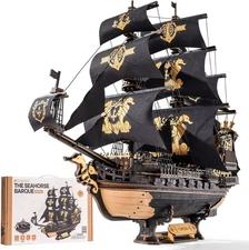 ROKR 3D Wooden Puzzles for Adults,Seahorse Barque Model kit, 603 Piece 3D... 
