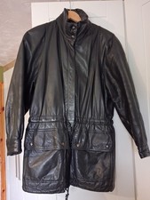 Vintage 80s 90s Leather Jacket High Funnel Neck Unbranded Cinched Tie Waist