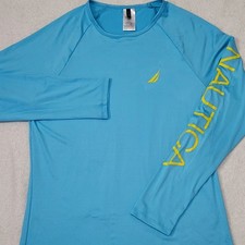 Nautica Standard Long Sleeve Rashguard UPF 30 UV Sun Protection Swim Shirt Sz L