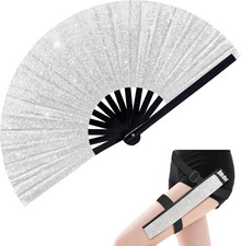 Large Glitter Rave Fan Folding Hand Fans for Line Dancing Portable Handheld Clac