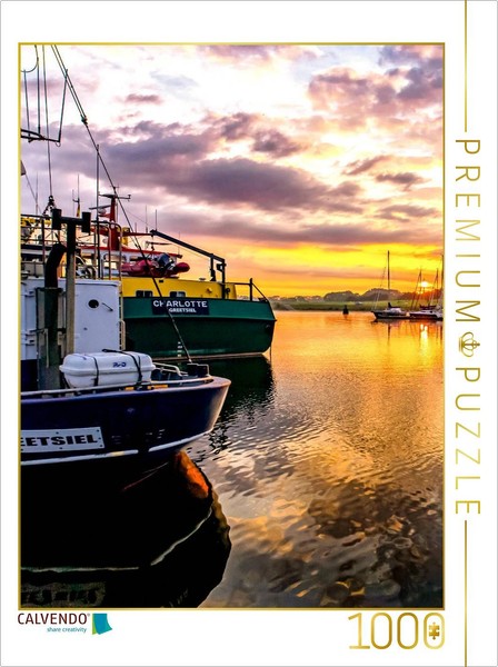 Calvendo Puzzle A Fishing Boat At Sunrise | 1000 Pieces, Finished Size 25.2 × 18-image
