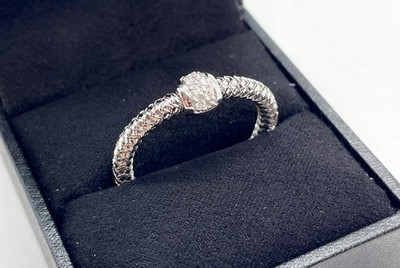 Roberto Coin 18k White Gold Diamond Primavera Mesh Ring Size 8