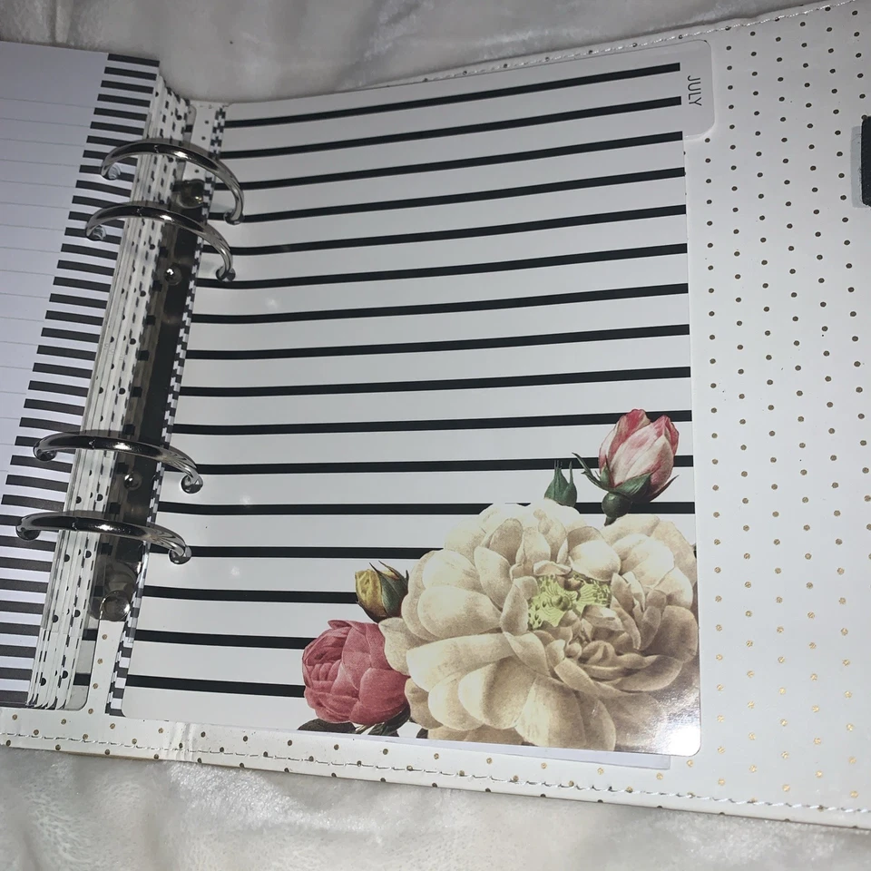 Libro calendario/planificador mensual a rayas dorado y blanco Foto 4 de 4